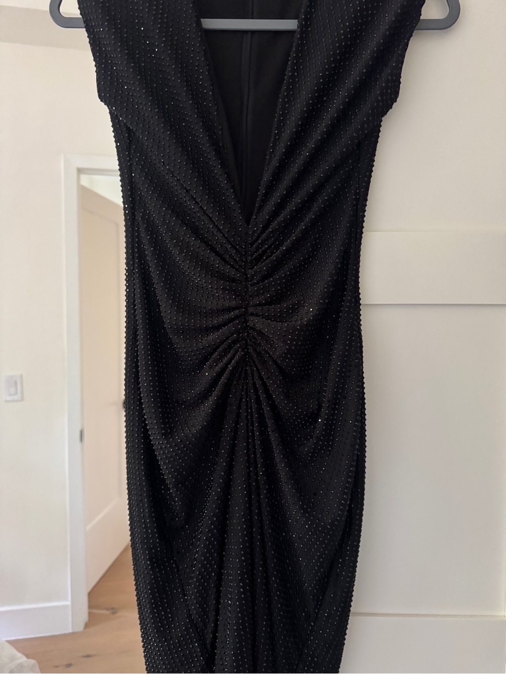 Label Nue Black Sequin ruched Bodycon dress